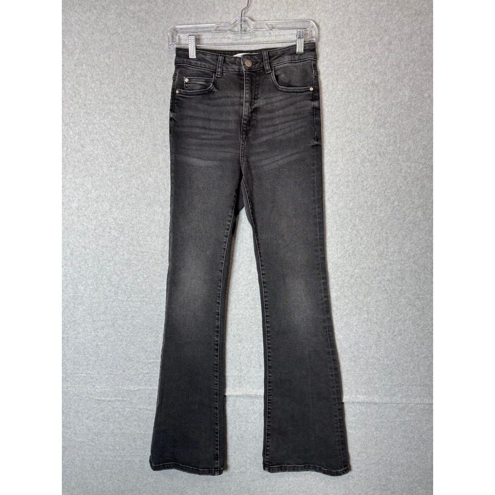 Zara Jeans Womens‎ 26 Flare Leg High Rise Black Wash Denim